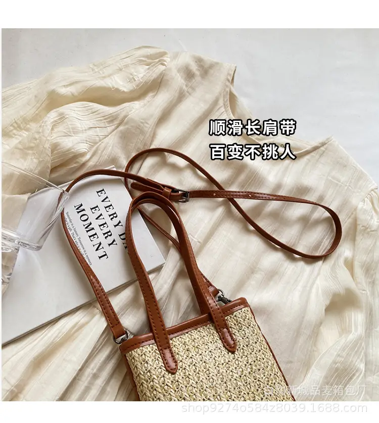 Women Woven Phone Bag Contrasting Color Shoulder Crossbody — feature 3