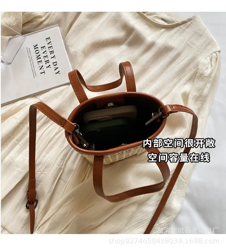 Women Woven Phone Bag Contrasting Color Shoulder Crossbody — feature 7
