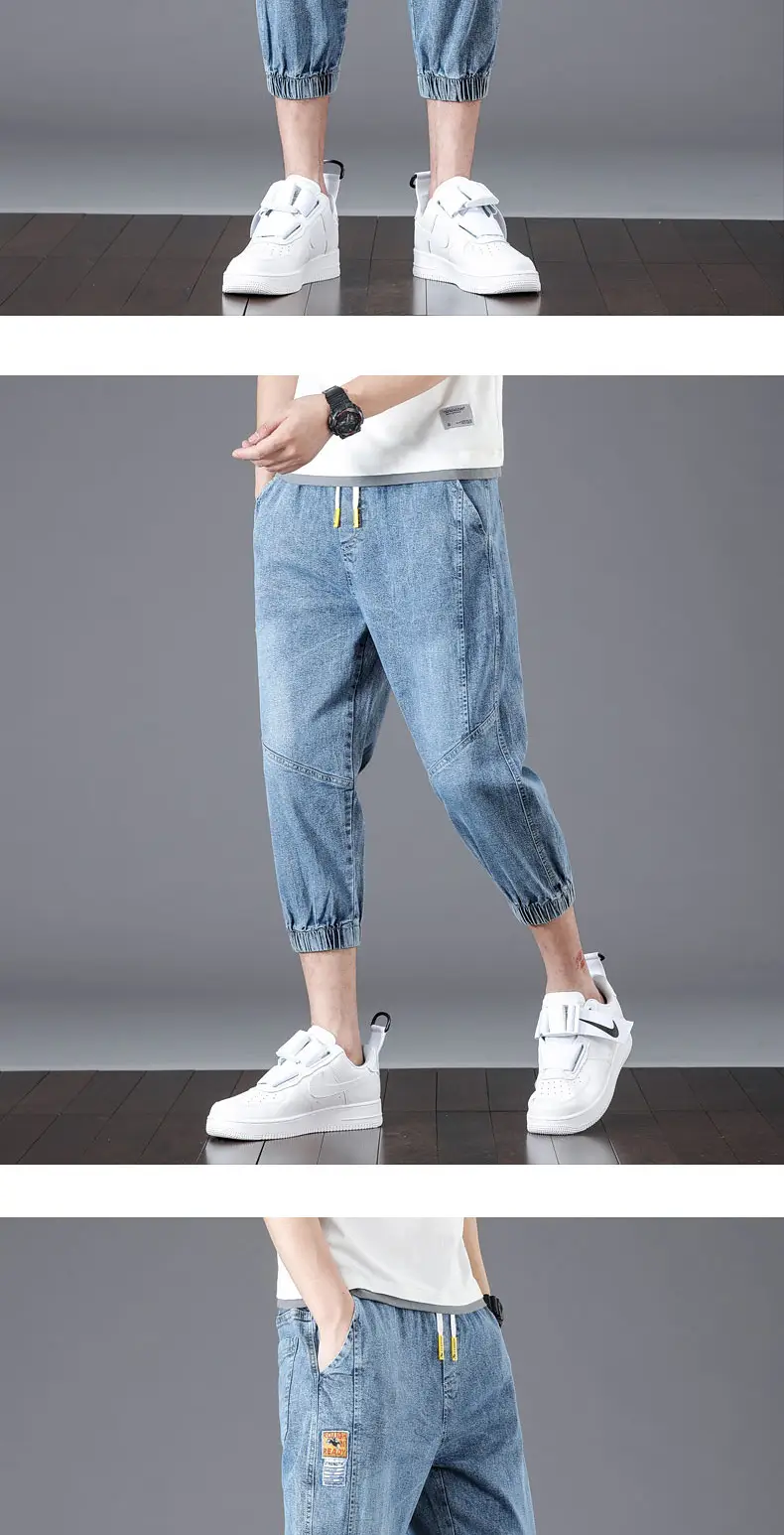 Men Denim Cropped Pants Black 2024 New Arrival — feature 16