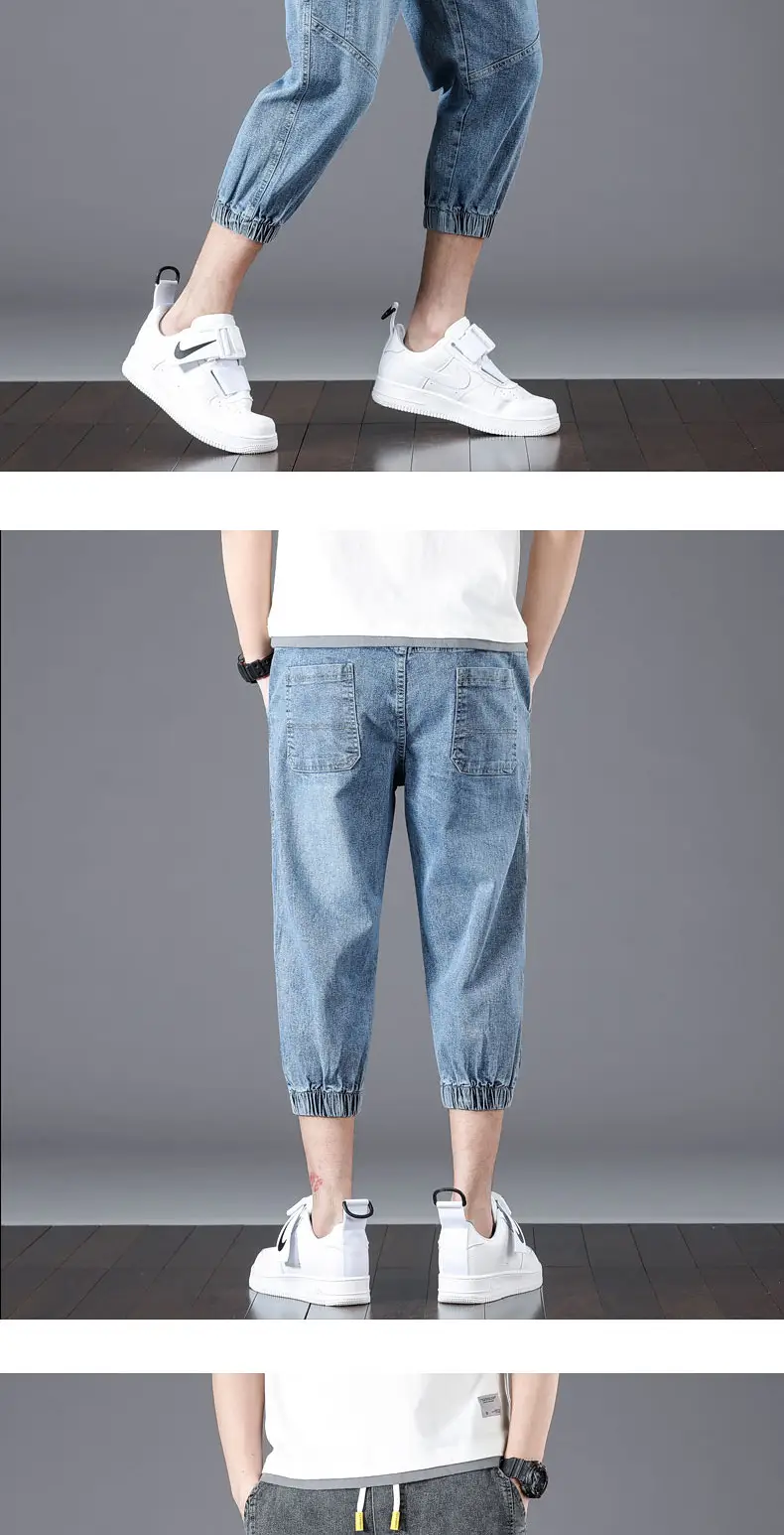Men Denim Cropped Pants Black 2024 New Arrival — feature 17