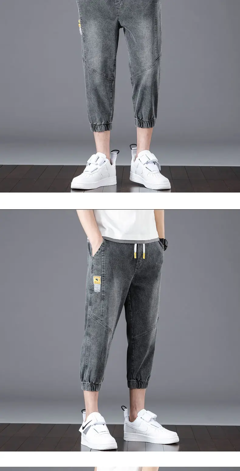 Men Denim Cropped Pants Black 2024 New Arrival — feature 18