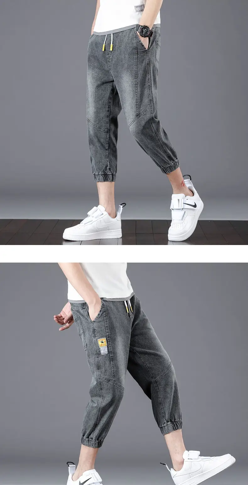 Men Denim Cropped Pants Black 2024 New Arrival — feature 19