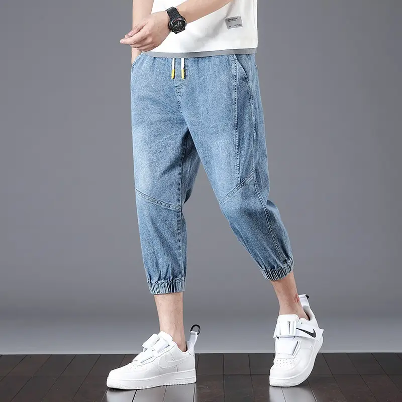 Men Denim Cropped Pants Black 2024 New Arrival — feature 2