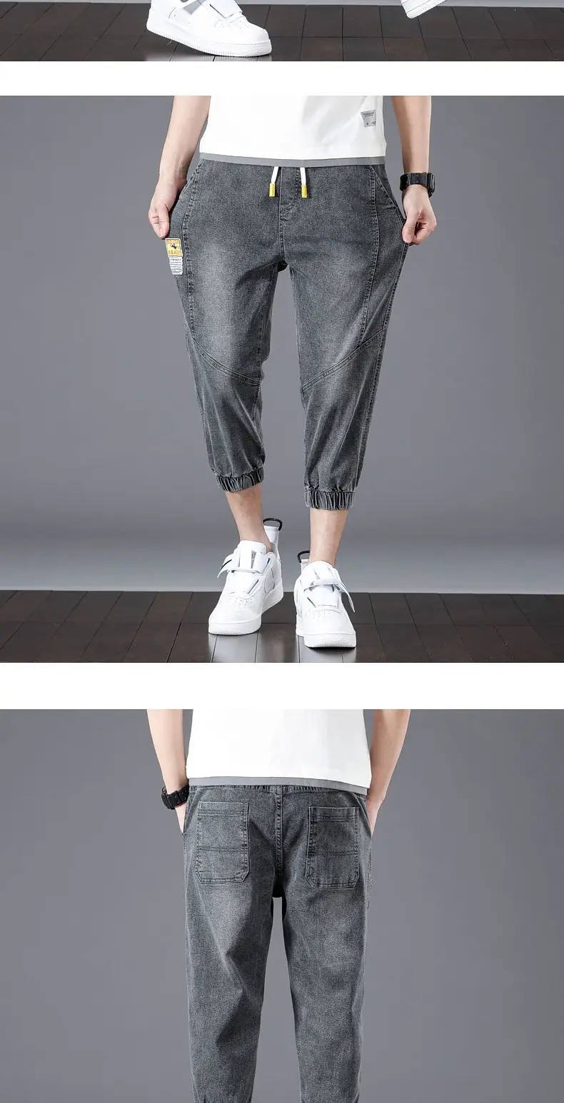 Men Denim Cropped Pants Black 2024 New Arrival — feature 20