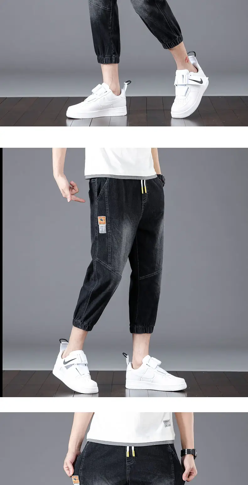 Men Denim Cropped Pants Black 2024 New Arrival — feature 22