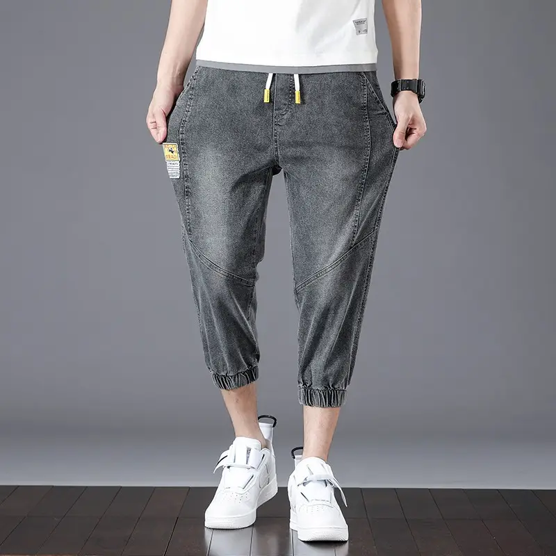 Men Denim Cropped Pants Black 2024 New Arrival — feature 3