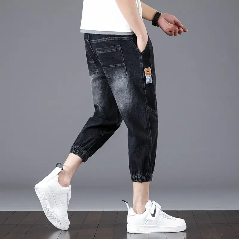 Men Denim Cropped Pants Black 2024 New Arrival — feature 5