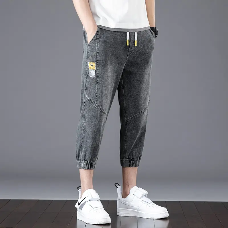 Men Denim Cropped Pants Black 2024 New Arrival — feature 7