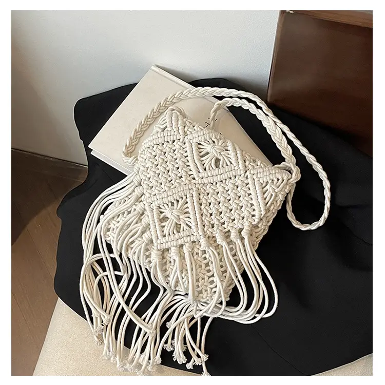 Bohemian Tassel Woven Bag Women's 2024 New Seaside Holiday Beach Bag Casual Artistic Shoulder Crossbody Bag — feature 23