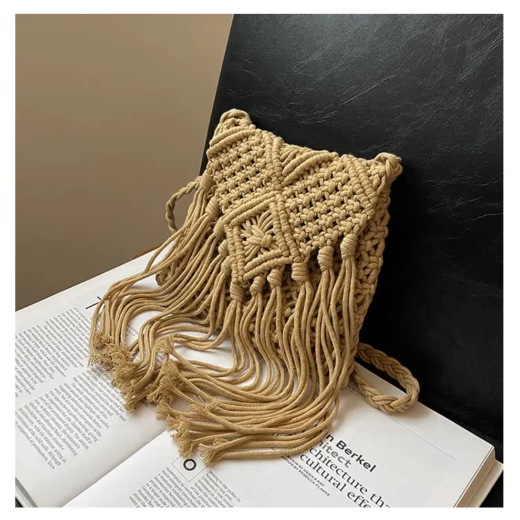 Bohemian Tassel Woven Bag Women's 2024 New Seaside Holiday Beach Bag Casual Artistic Shoulder Crossbody Bag — feature 25