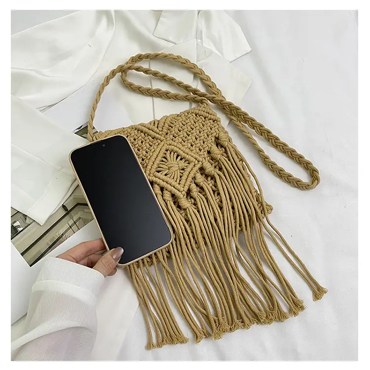 Bohemian Tassel Woven Bag Women's 2024 New Seaside Holiday Beach Bag Casual Artistic Shoulder Crossbody Bag — feature 27