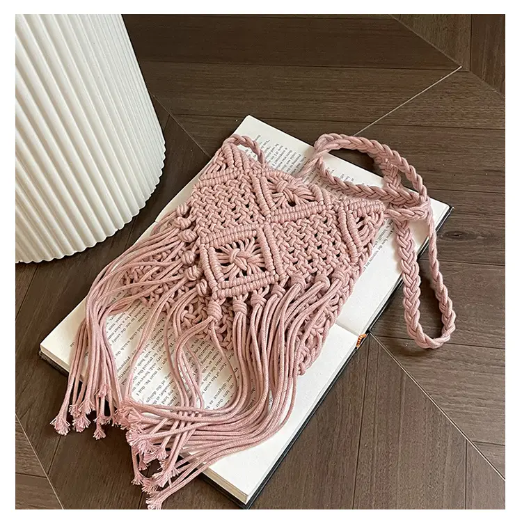 Bohemian Tassel Woven Bag Women's 2024 New Seaside Holiday Beach Bag Casual Artistic Shoulder Crossbody Bag — feature 29