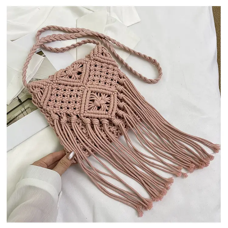 Bohemian Tassel Woven Bag Women's 2024 New Seaside Holiday Beach Bag Casual Artistic Shoulder Crossbody Bag — feature 30