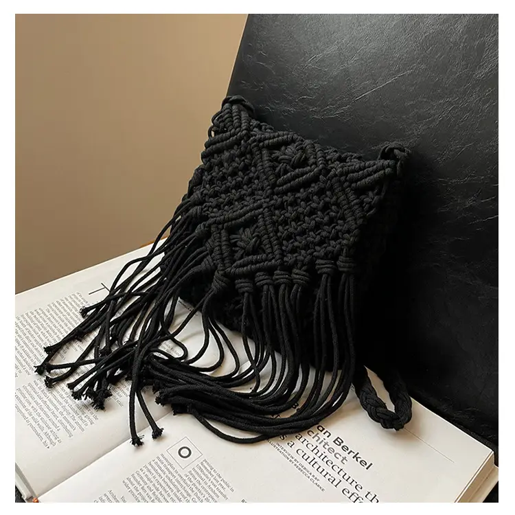 Bohemian Tassel Woven Bag Women's 2024 New Seaside Holiday Beach Bag Casual Artistic Shoulder Crossbody Bag — feature 34