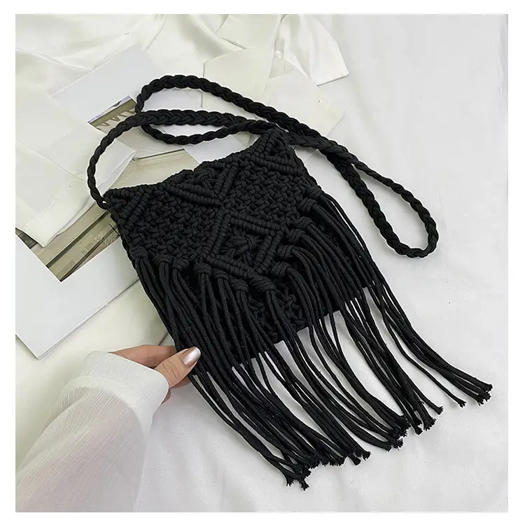 Bohemian Tassel Woven Bag Women's 2024 New Seaside Holiday Beach Bag Casual Artistic Shoulder Crossbody Bag — feature 36
