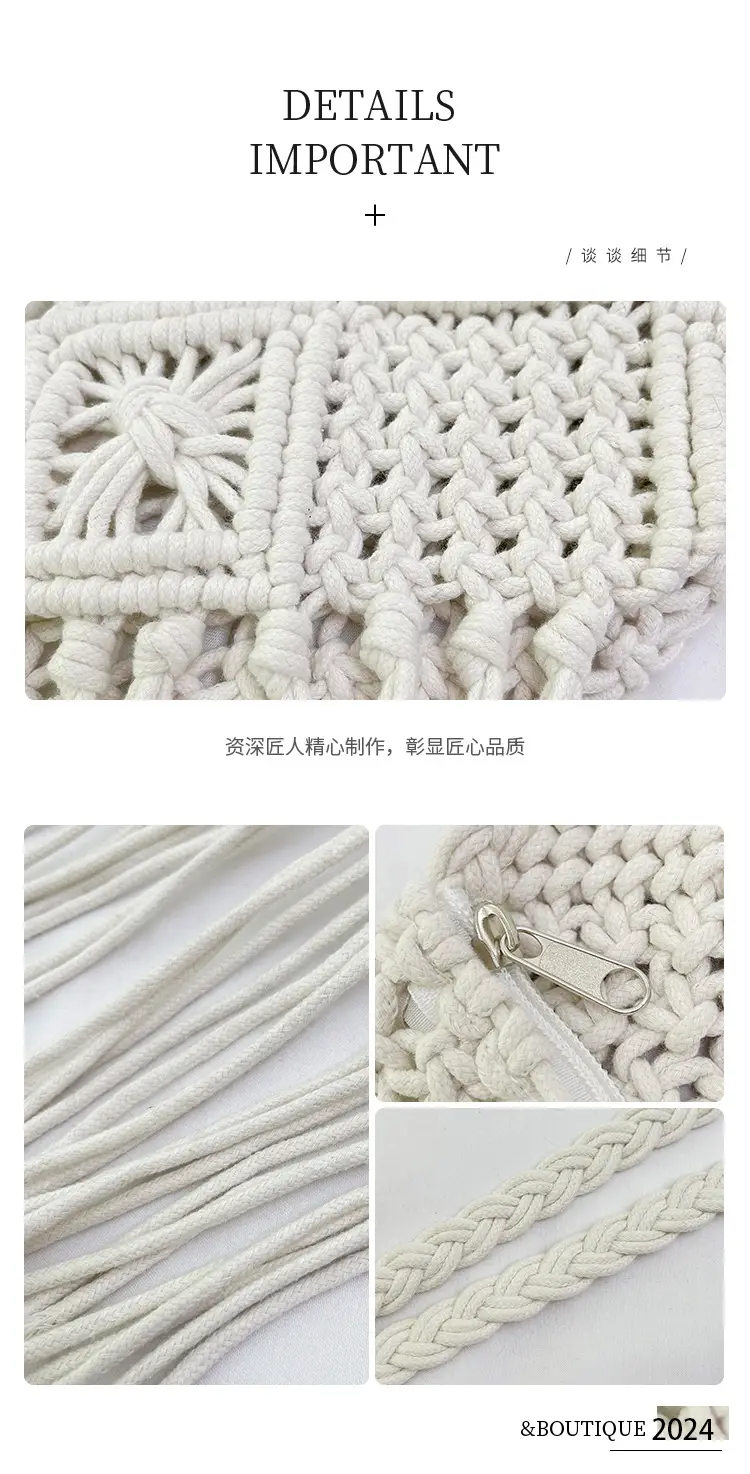 Bohemian Tassel Woven Bag Women's 2024 New Seaside Holiday Beach Bag Casual Artistic Shoulder Crossbody Bag — feature 4