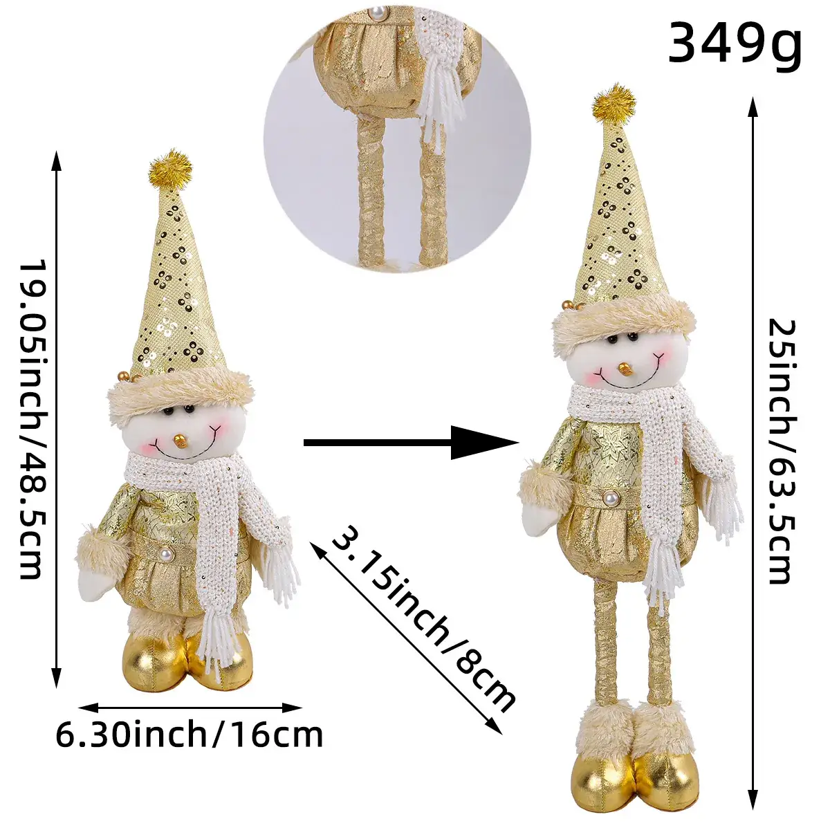 B1-30 Golden Retractable Doll Snowman