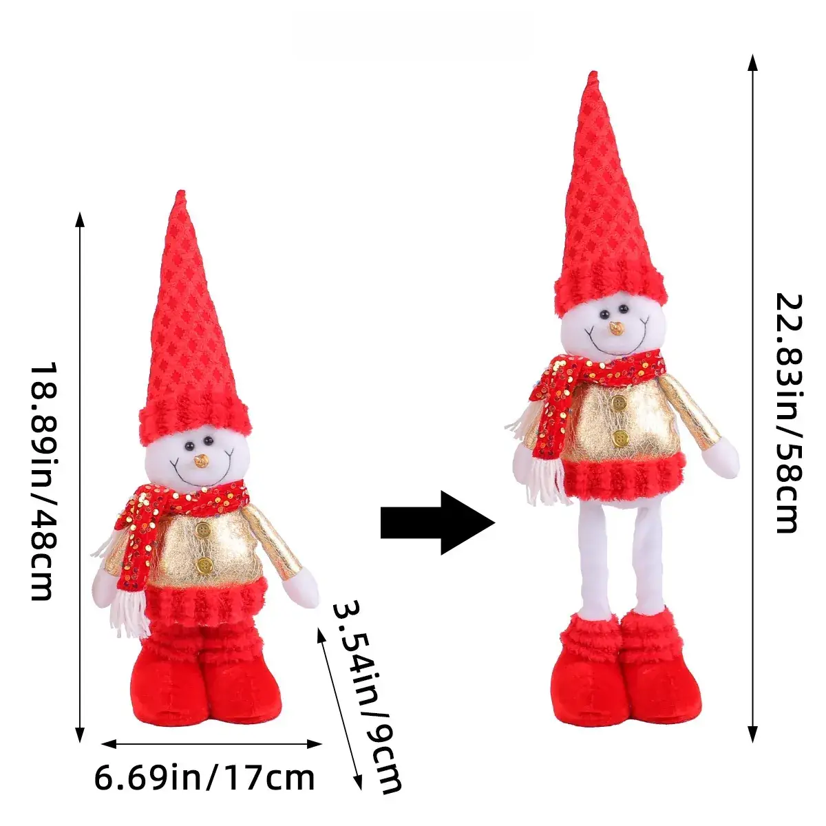 Christmas Snowman Doll 354g Gold Decorative Ornament - Image 22