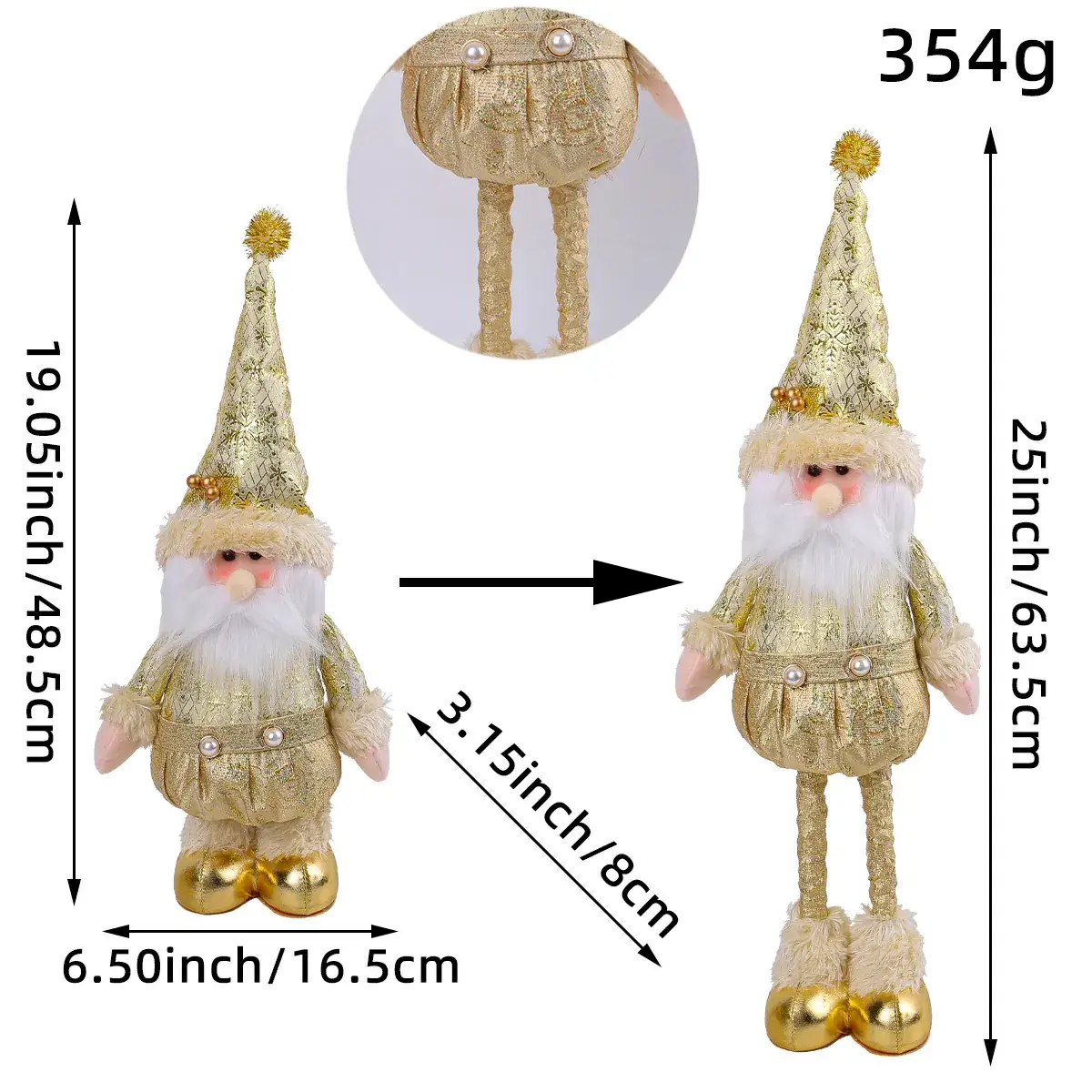 Christmas Snowman Doll 354g Gold Decorative Ornament - Image 7