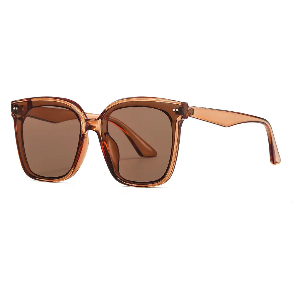 Women Polarized Sunglasses Brown White Beanie Set - Image 5