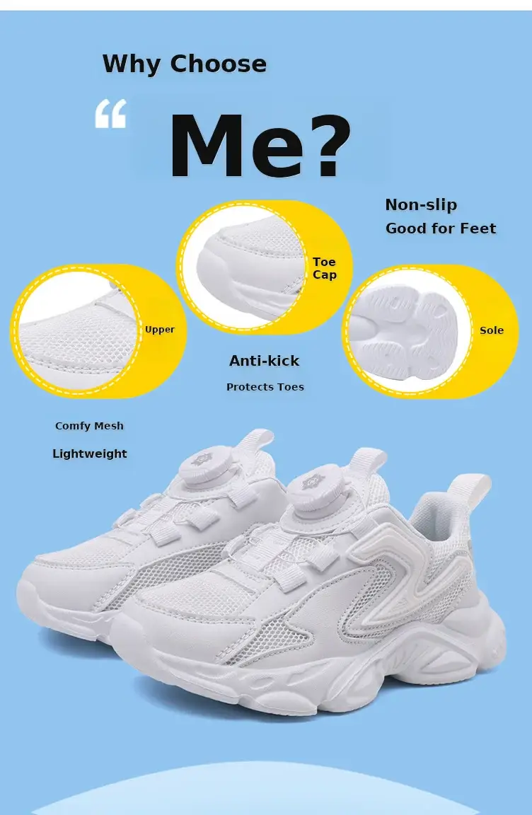 White Mesh Running Sneakers for Boys 2024 — feature 7