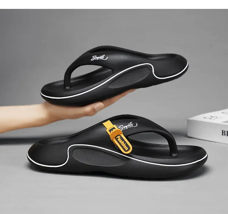Flip-flops men's summer outdoor thick-soled soft-soled sandals and slippers outdoor beach leisure poop-feeling flip-flops men's slippers — feature 22