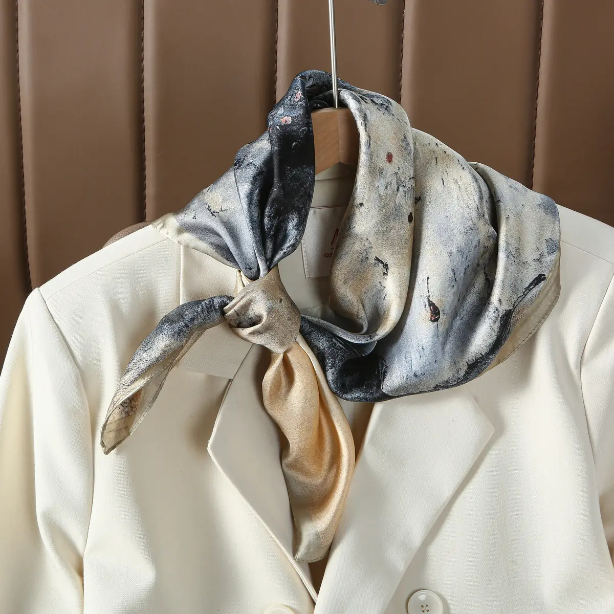 Ladies Silk Scarf with Multi-functional Tie Hair Band Belt