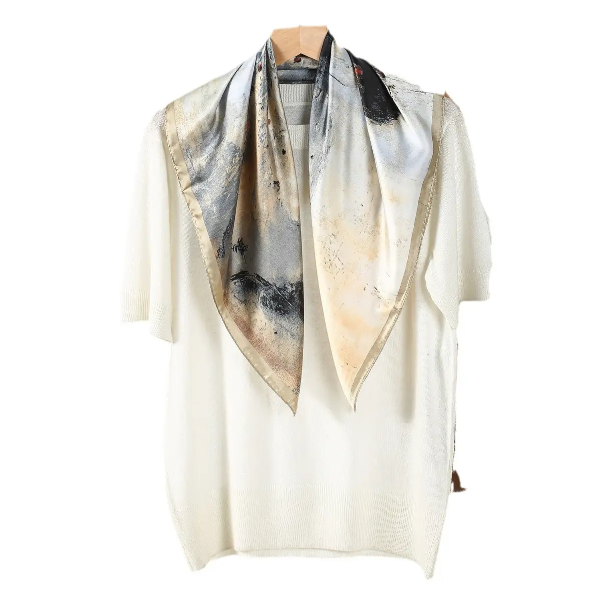Ladies Silk Scarf with Multi-functional Tie Hair Band Belt