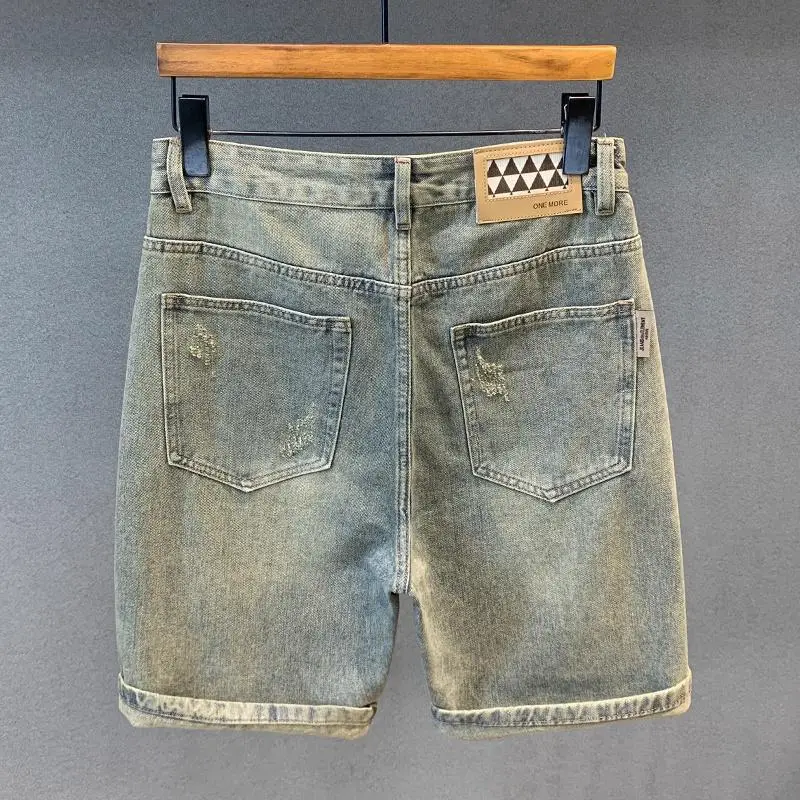 Denim Shorts Men Loose Plus Size Straight Hole - Image 2