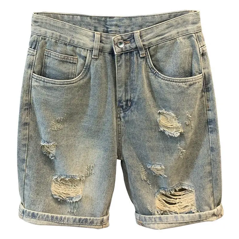 Denim Shorts Men Loose Plus Size Straight Hole - Image 5