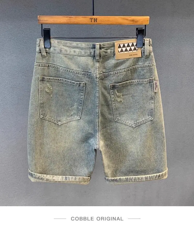 Denim Shorts Men Loose Plus Size Straight Hole — feature 4