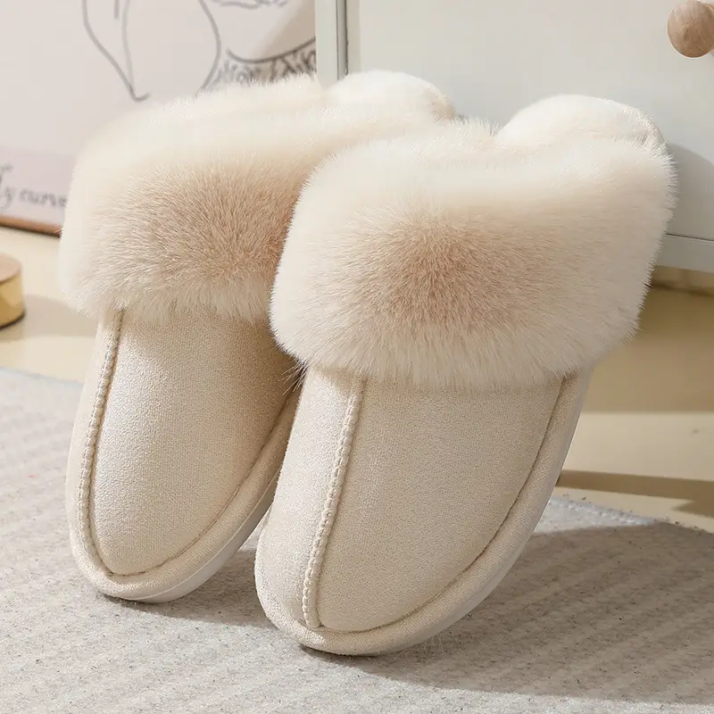 Cross-border new autumn and winter lace ethnic fashion cotton slippers for men and women couples indoor and outdoor warm cotton slippers