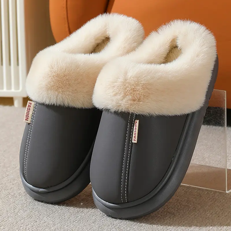 Cross-border new autumn and winter lace ethnic fashion cotton slippers for men and women couples indoor and outdoor warm cotton slippers