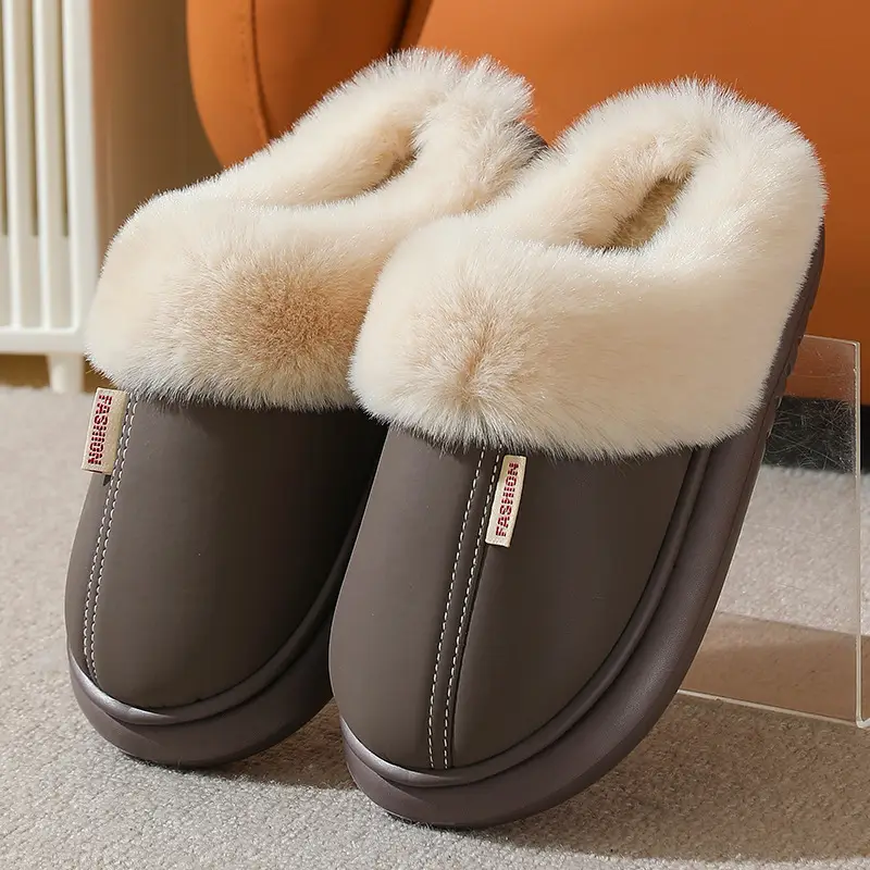 Cross-border new autumn and winter lace ethnic fashion cotton slippers for men and women couples indoor and outdoor warm cotton slippers