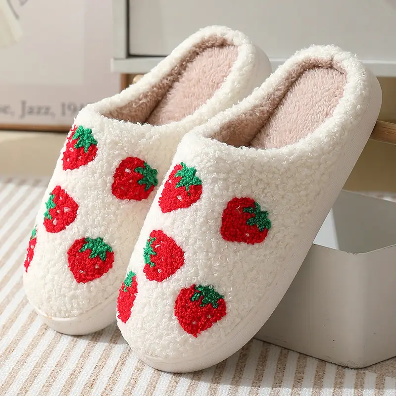 Cross-border new autumn and winter lace ethnic fashion cotton slippers for men and women couples indoor and outdoor warm cotton slippers