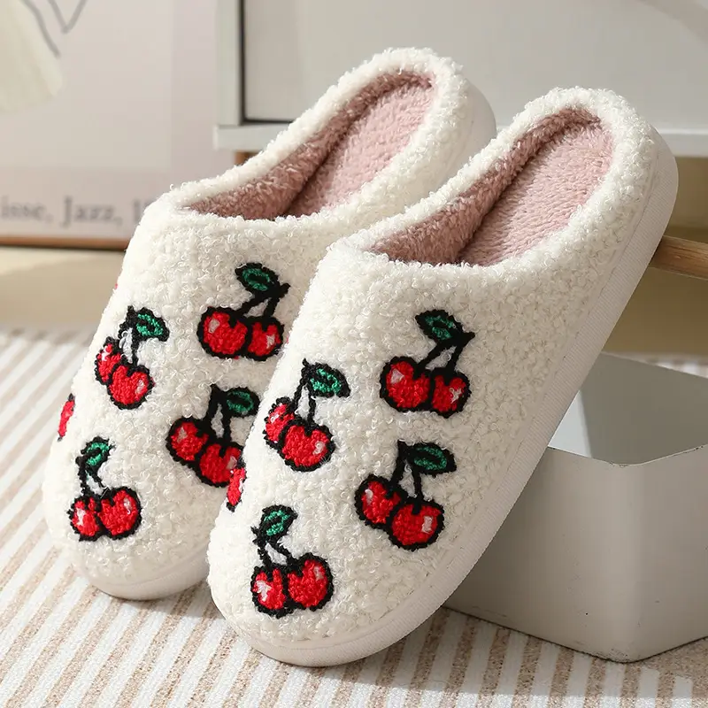 Cross-border new autumn and winter lace ethnic fashion cotton slippers for men and women couples indoor and outdoor warm cotton slippers