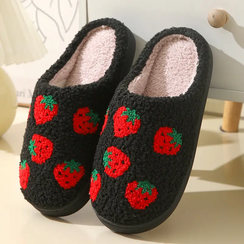 Cross-border new autumn and winter lace ethnic fashion cotton slippers for men and women couples indoor and outdoor warm cotton slippers