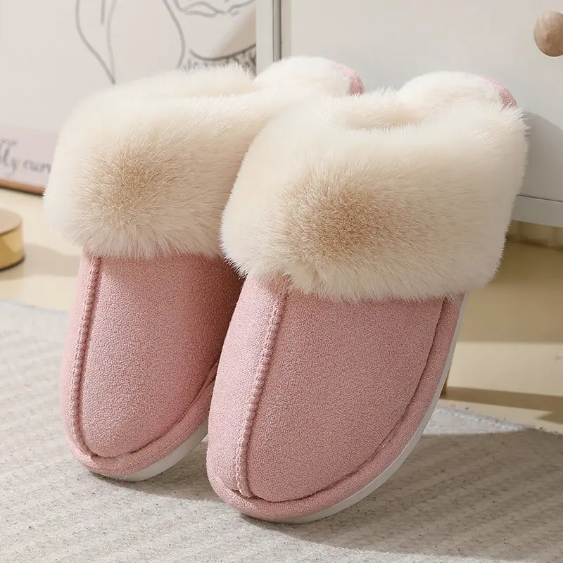 Cross-border new autumn and winter lace ethnic fashion cotton slippers for men and women couples indoor and outdoor warm cotton slippers