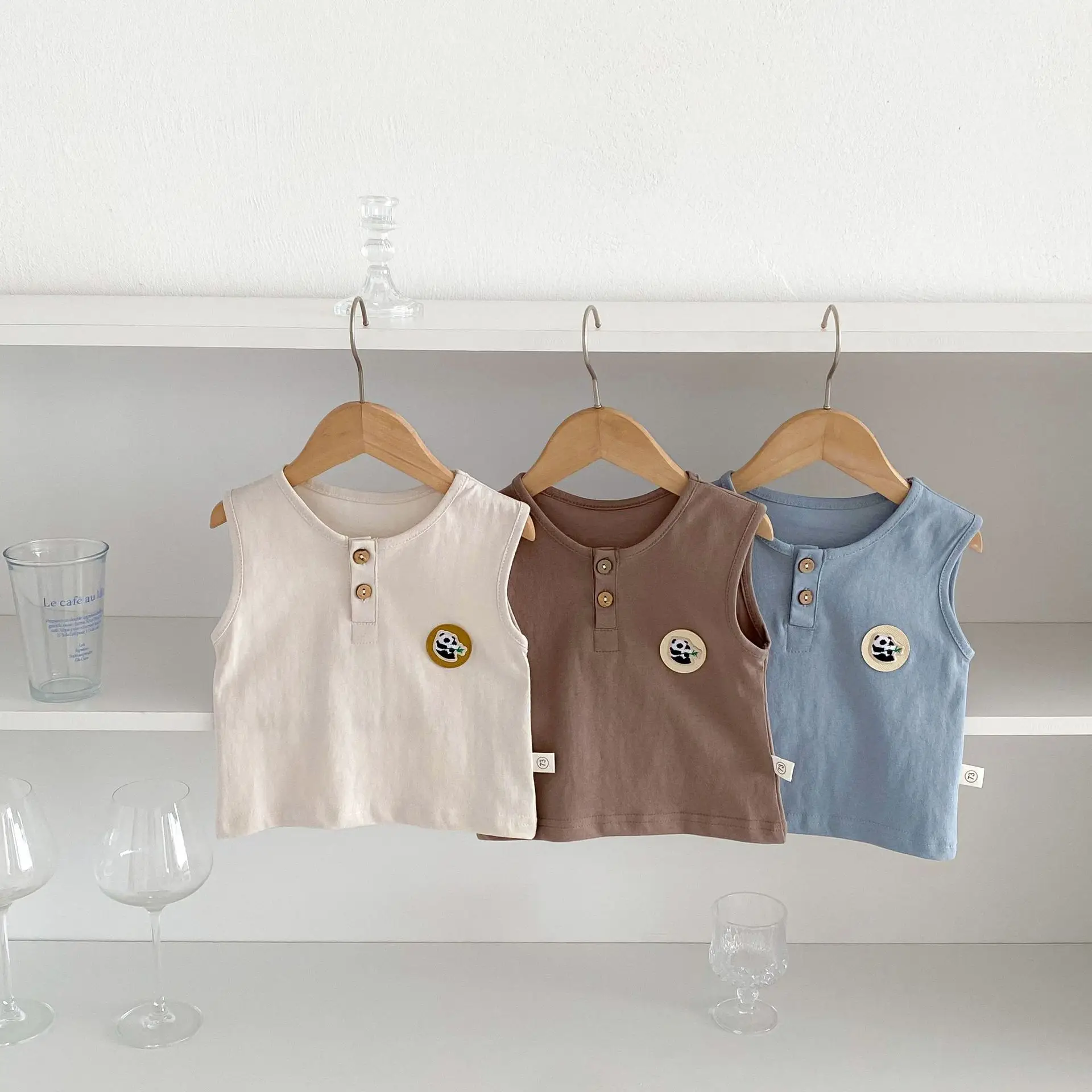 Korean Style Baby Vest Pure Cotton Boys 0-2Yr Sleeveless Round Neck Cartoon T-Shirt - Image 4