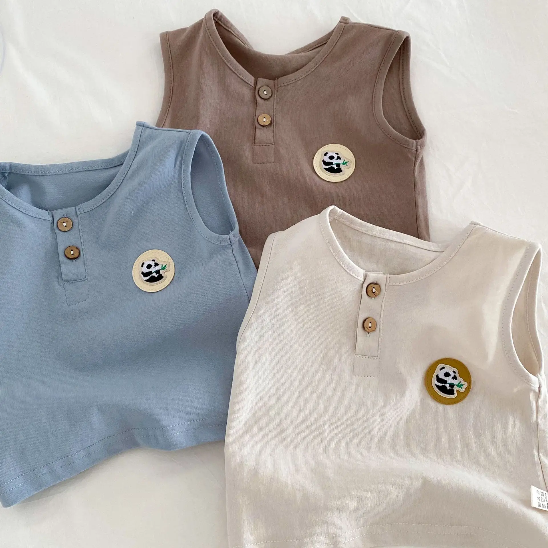 Korean Style Baby Vest Pure Cotton Boys 0-2Yr Sleeveless Round Neck Cartoon T-Shirt - Image 6