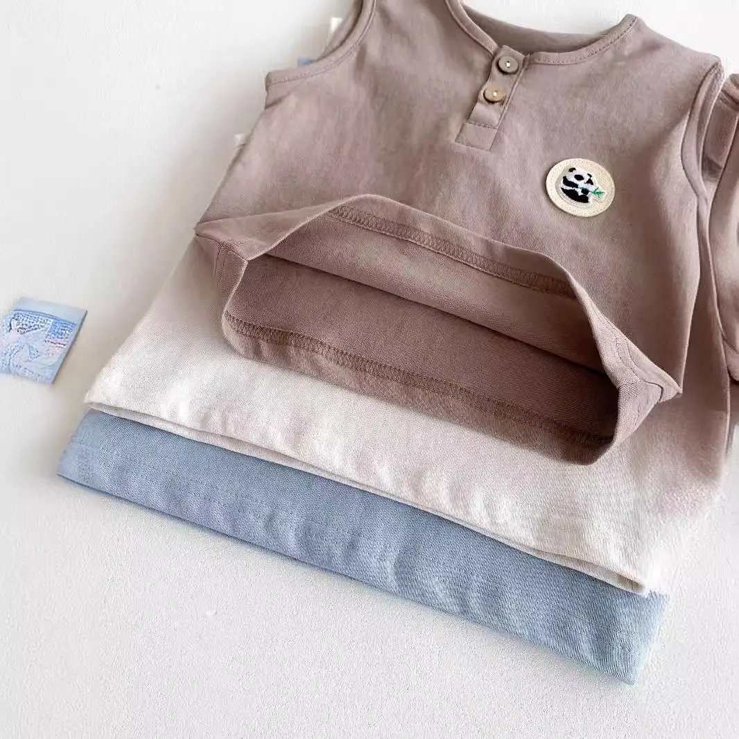Korean Style Baby Vest Pure Cotton Boys 0-2Yr Sleeveless Round Neck Cartoon T-Shirt - Image 7