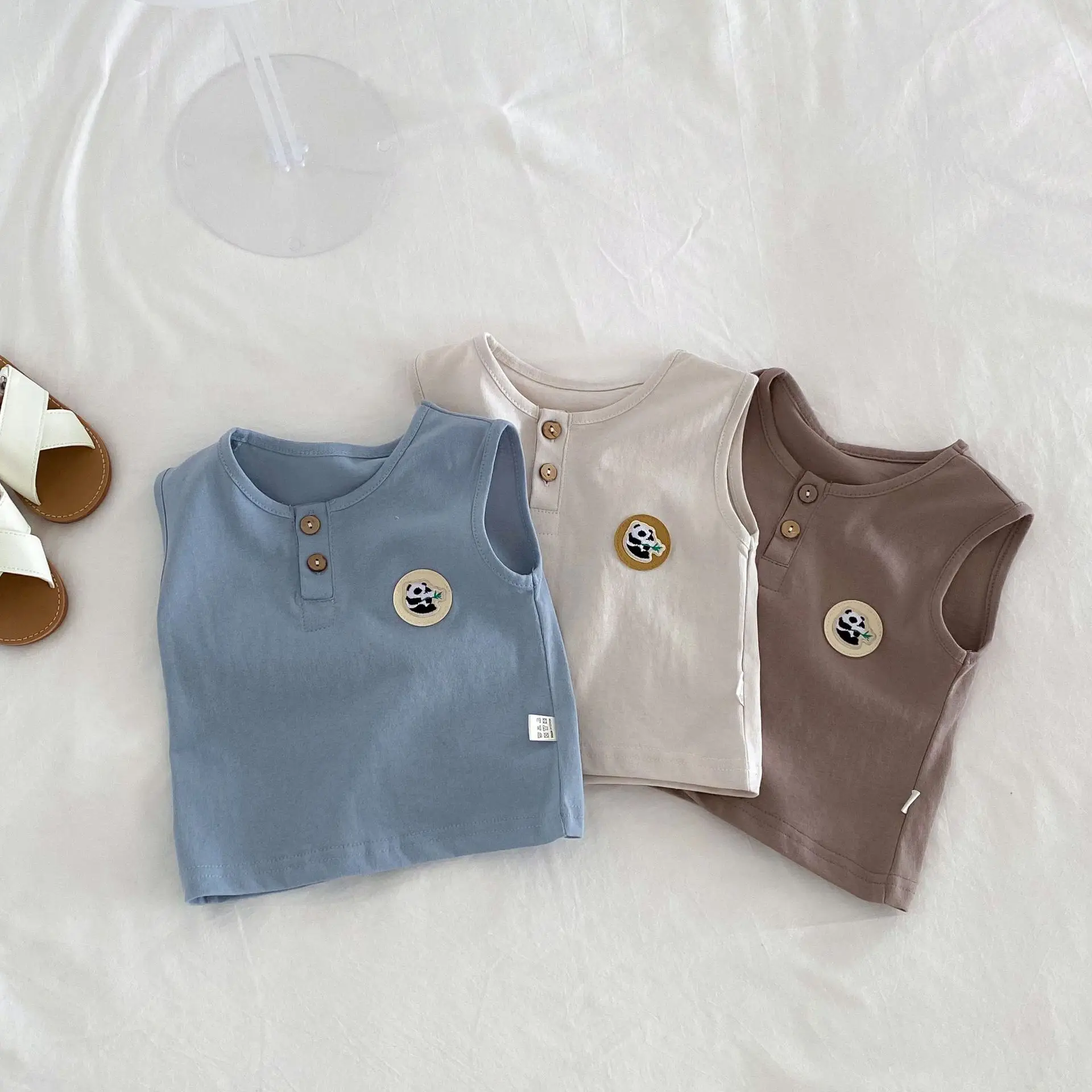 Korean Style Baby Vest Pure Cotton Boys 0-2Yr Sleeveless Round Neck Cartoon T-Shirt — feature 14