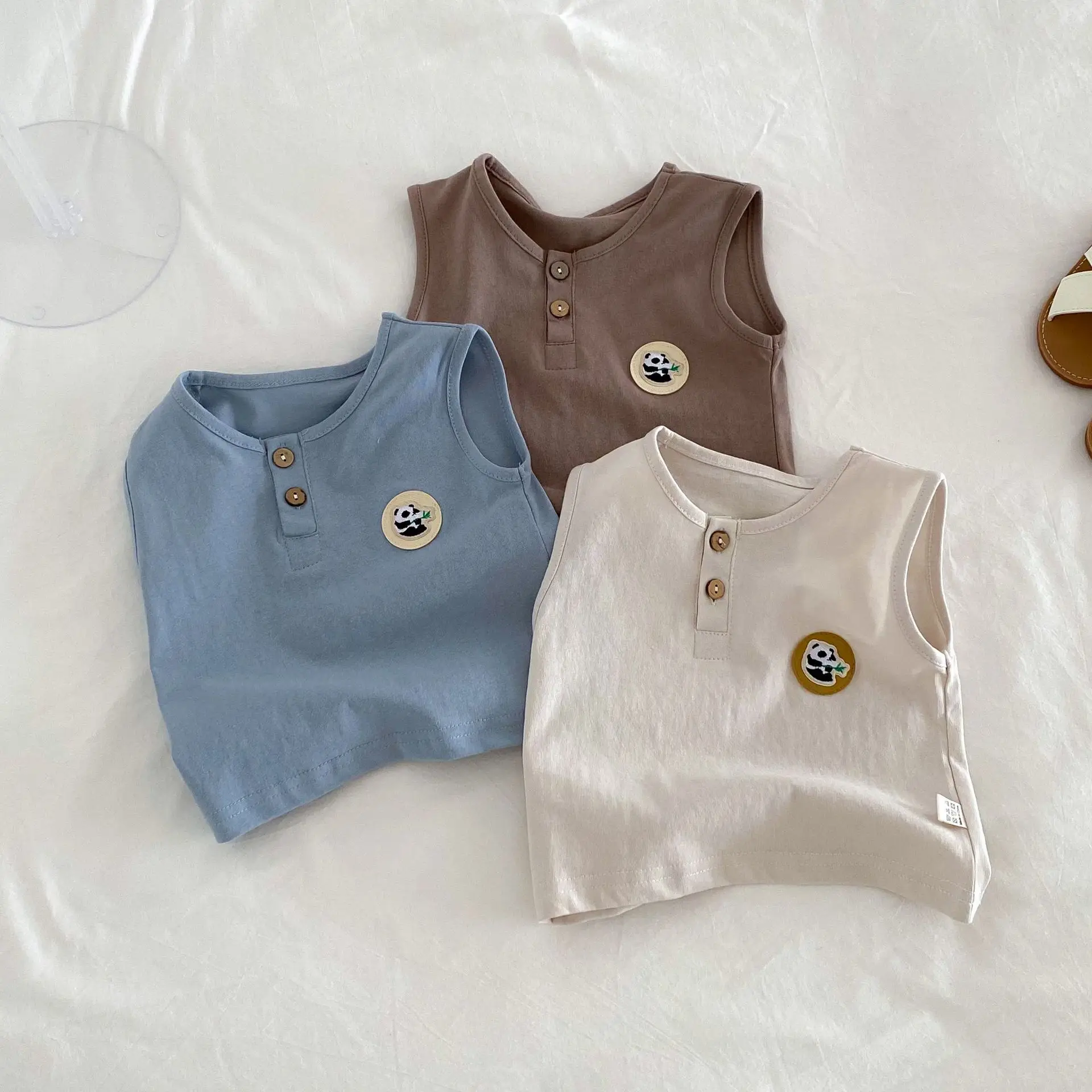 Korean Style Baby Vest Pure Cotton Boys 0-2Yr Sleeveless Round Neck Cartoon T-Shirt — feature 2