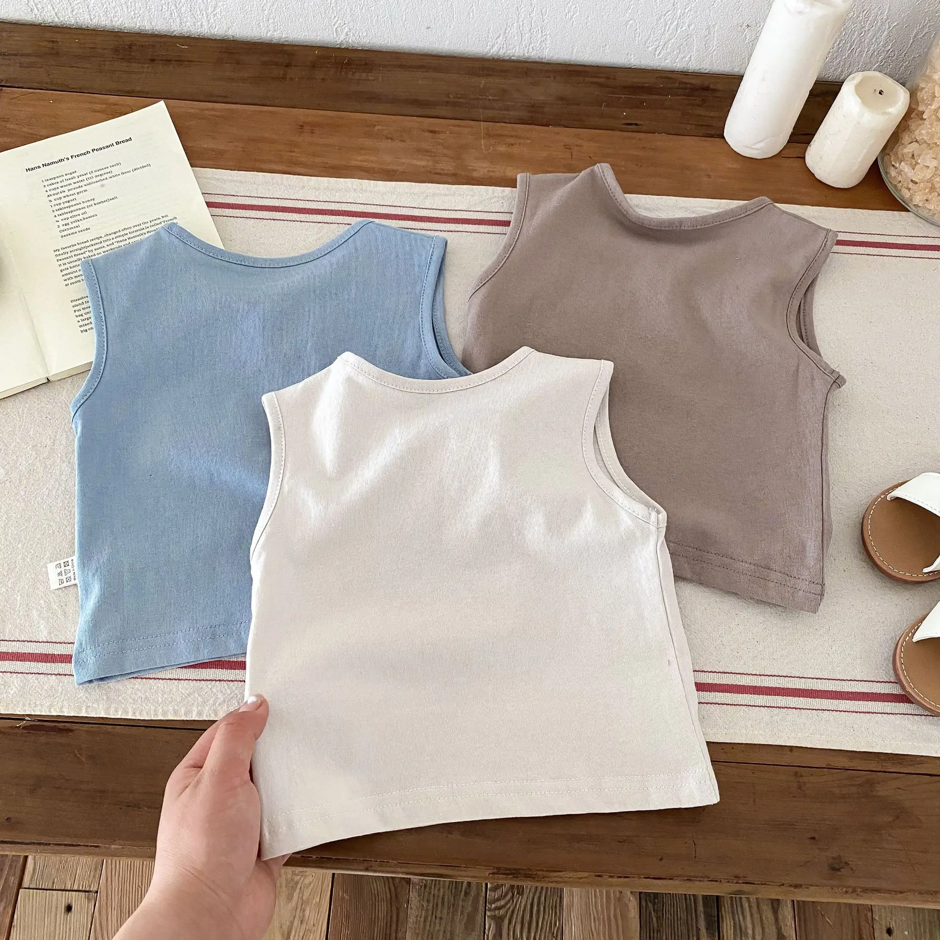 Korean Style Baby Vest Pure Cotton Boys 0-2Yr Sleeveless Round Neck Cartoon T-Shirt — feature 6