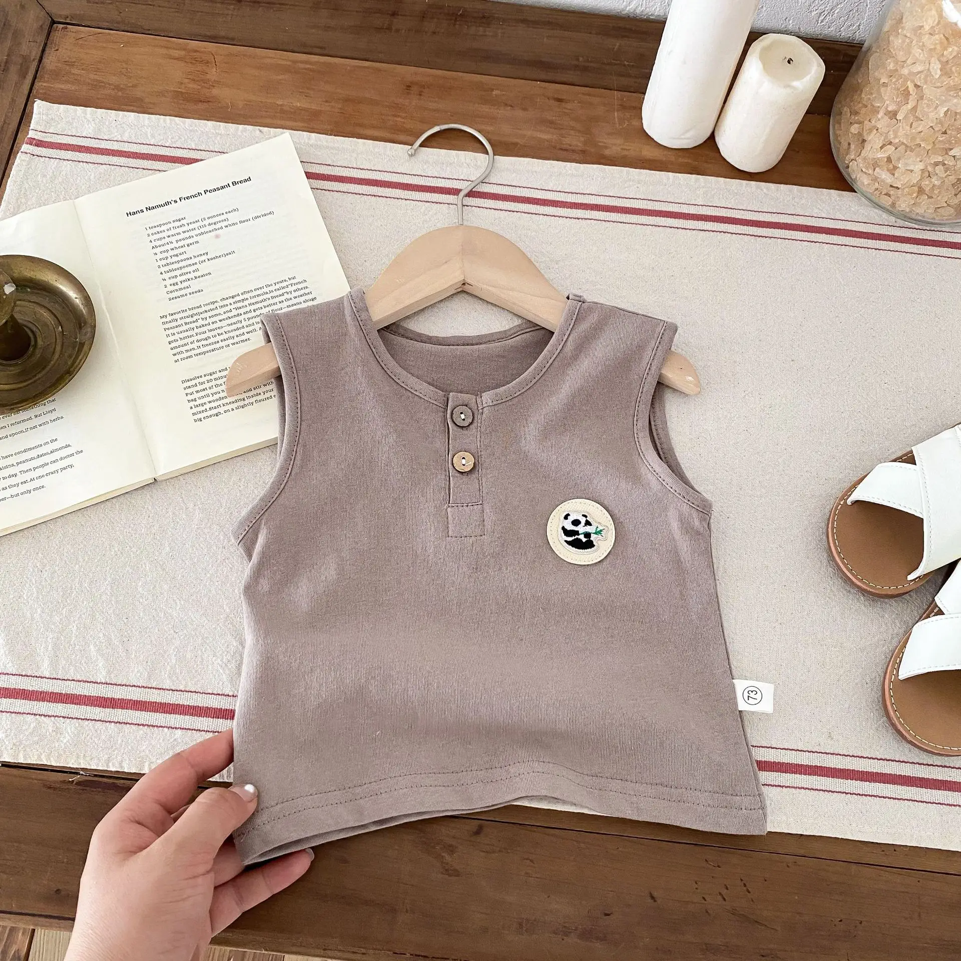 Korean Style Baby Vest Pure Cotton Boys 0-2Yr Sleeveless Round Neck Cartoon T-Shirt — feature 7