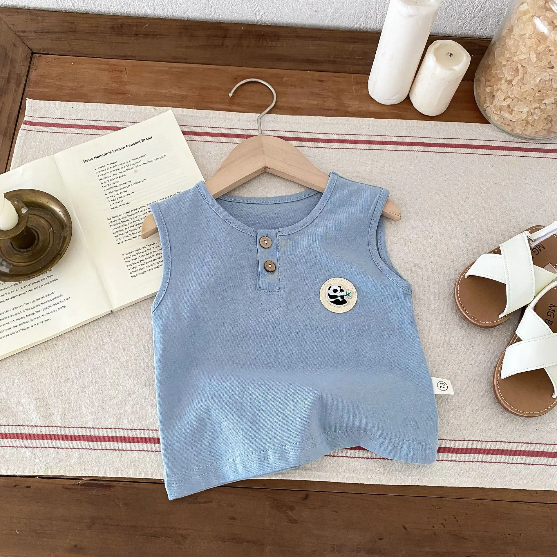 Korean Style Baby Vest Pure Cotton Boys 0-2Yr Sleeveless Round Neck Cartoon T-Shirt — feature 8