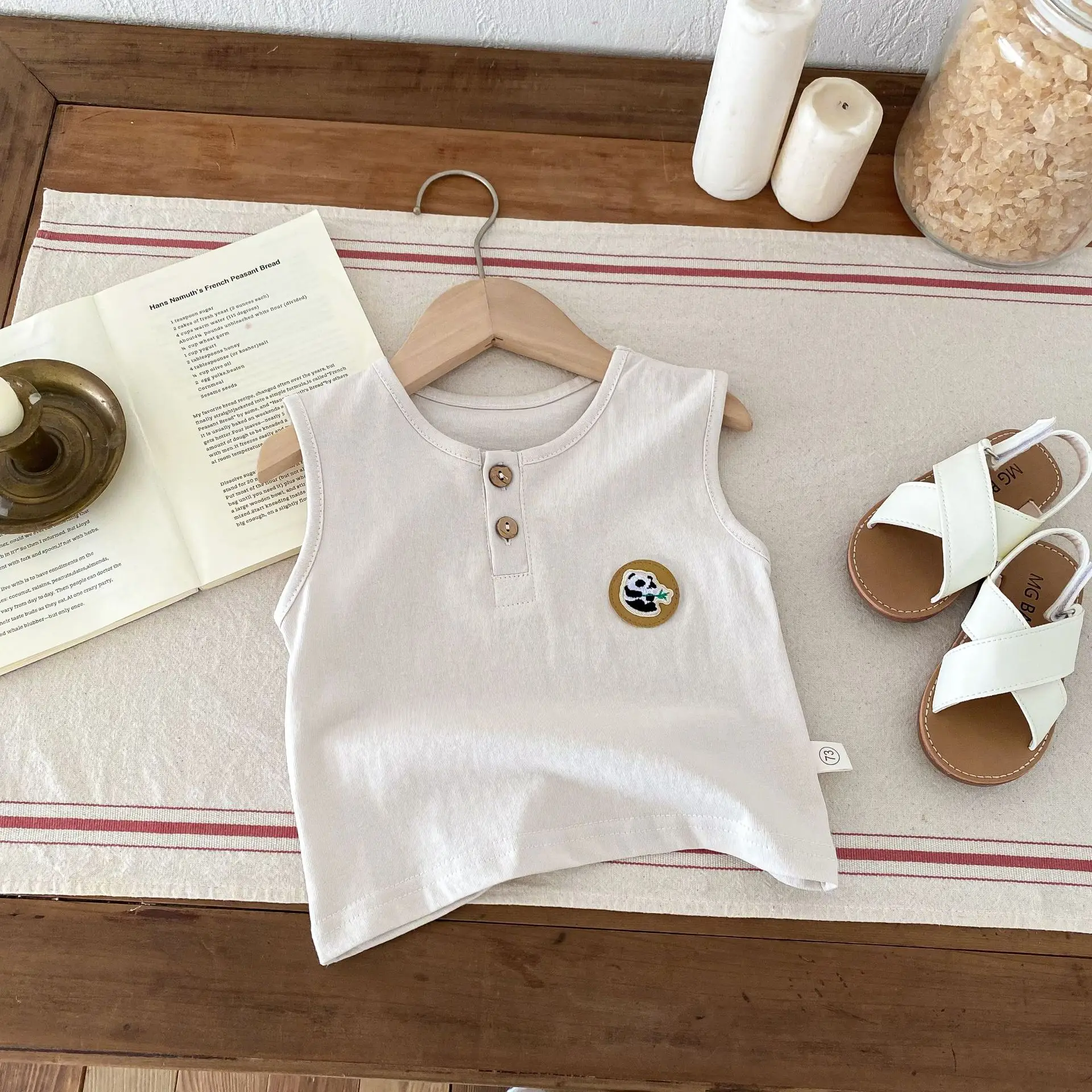 Korean Style Baby Vest Pure Cotton Boys 0-2Yr Sleeveless Round Neck Cartoon T-Shirt — feature 9