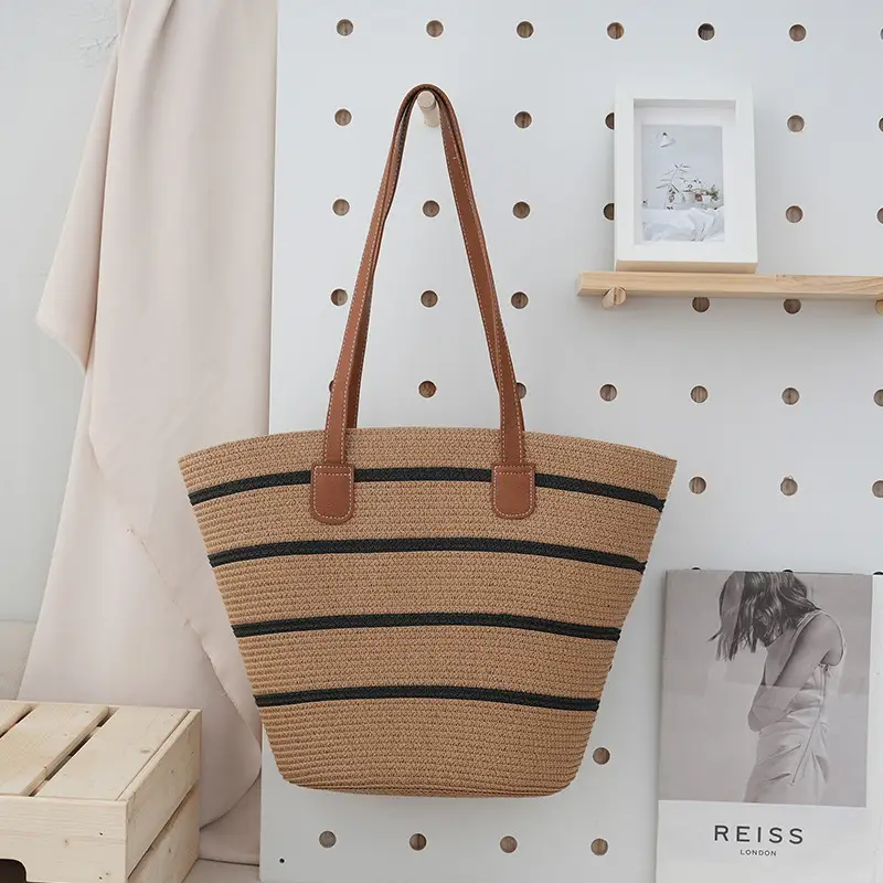 Women's French Style Cotton Rope Woven Bag Large Capacity