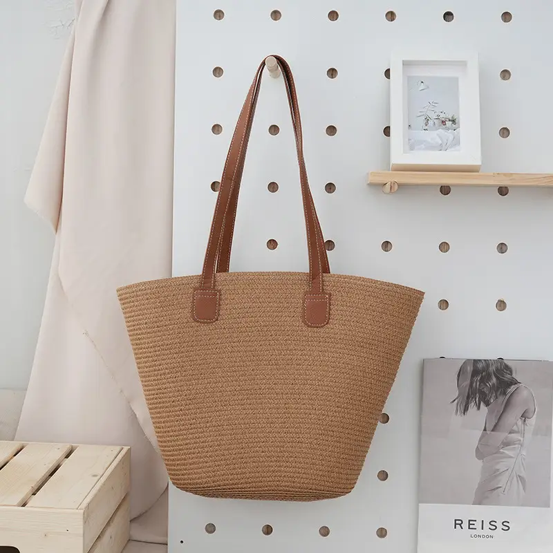 Women's French Style Cotton Rope Woven Bag Large Capacity