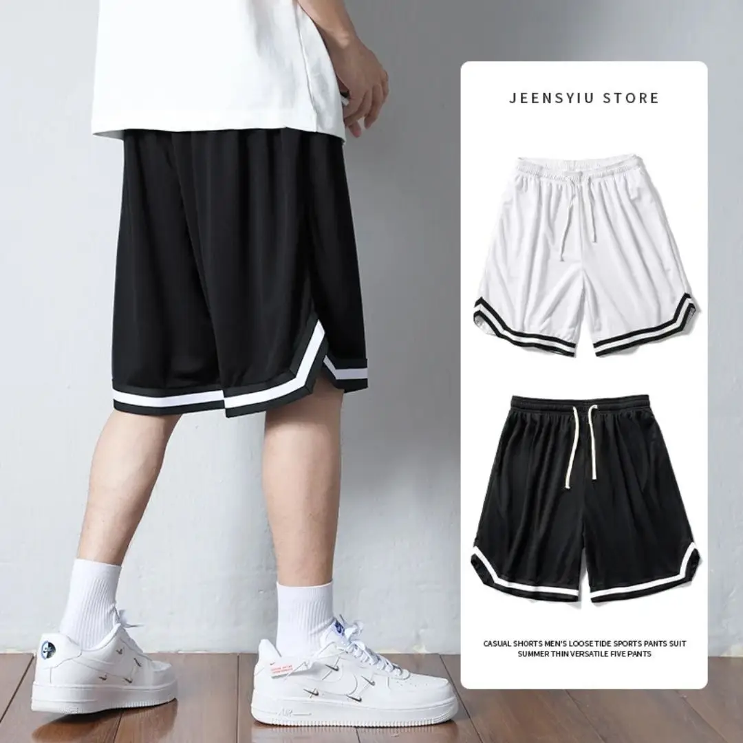 Men's Mesh Basketball Shorts Grey White Plus Size - Image 22